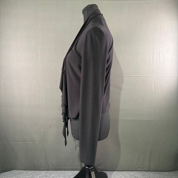 Joseph Ribkoff Jacket Women 6 Open Front Waterfall Cardigan Formal Midi Black - Picture 2 of 13